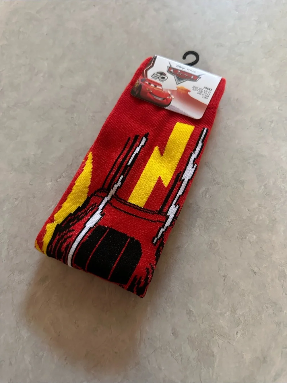 Disney Lightning McQueen Red and Yellow Crew Socks